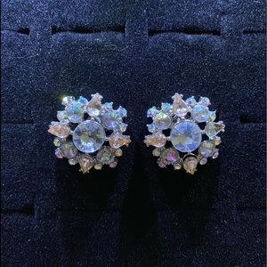 Faux silver and rhinestone earrings with post back
